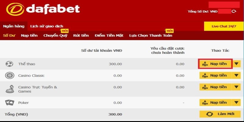 Rút tiền Dafabet bằng thẻ cào