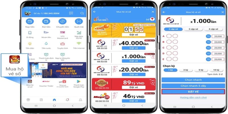 Cách chơi xổ số Vietlott trên điện thoại bằng App VTC Pay